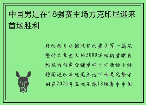 中国男足在18强赛主场力克印尼迎来首场胜利 中国男足在18强赛主场力克印尼迎来首场胜利
